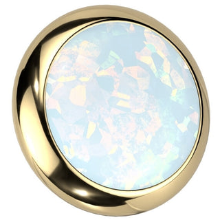 Titanium Top top round flat opal bezel setting Internally Threaded