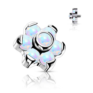 Titanium Top Flower Opal Internally Threaded