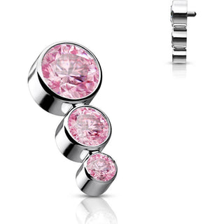 Titanium Top top 3 zirconias bezel setting Internally Threaded