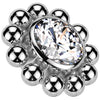 Titanium Top flower zirconia with beaded ball edge Internally Threaded