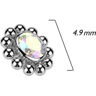 Titanium Top flower zirconia with beaded ball edge Internally Threaded