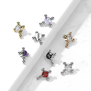 Titanium Top top cross zirconia beaded balls Internally Threaded