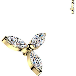 Titanium Top top flower zirconia marquise cut Internally Threaded