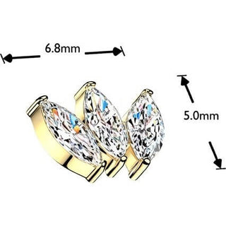Titanium Top top 3 marquise cubic zirconia fan Internally Threaded