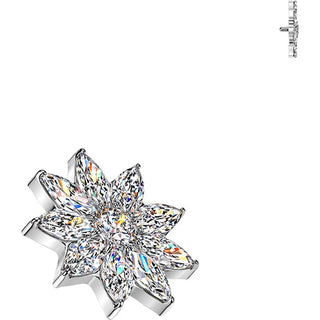 Titanium Top top cubic zirconia petals flower Internally Threaded