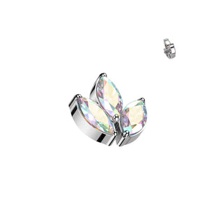 Titanium Top top leaf zirconia marquise cut Internally Threaded