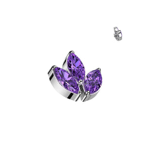 Titanium Top top leaf zirconia marquise cut Internally Threaded