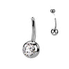 Titanium Base base for belly button piercing zirconia Push-In