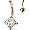 Titanium belly button pin square zirconia Push-In