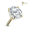 Solid Gold 14 Carat top round zirconia prong setting Push-In