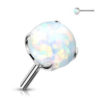 Solid Gold 14 Carat top ball opal prong setting Push-In