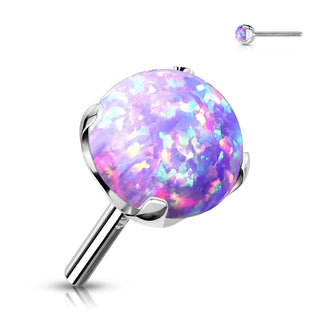Solid Gold 14 Carat top ball opal prong setting Push-In