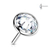 Solid Gold 14 Carat top round flat zirconia Push-In