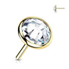 Solid Gold 14 Carat top round flat zirconia Push-In