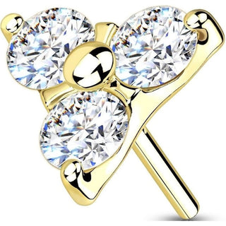 Solid Gold 14 Carat Top Triangle Zirconia Push-In