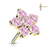 Solid Gold 14 Carat Top Flower Zirconia Push-In
