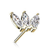 Or 14kt Embout Embout 3 Zircones Enfoncer