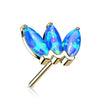 Solid Gold 14 Carat top 3 opals marquise cut Push-In