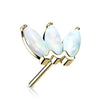 Solid Gold 14 Carat top 3 opals marquise cut Push-In