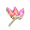 Solid Gold 14 Carat top 3 opals marquise cut Push-In