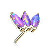 Solid Gold 14 Carat top 3 opals marquise cut Push-In