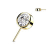 Solid Gold 14 Carat top round zirconia bezel setting Push-In