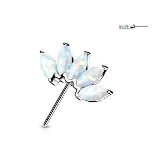Solid Gold 14 Carat top 5 opals marquise cut Push-In
