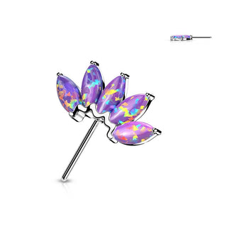 Solid Gold 14 Carat top 5 opals marquise cut Push-In