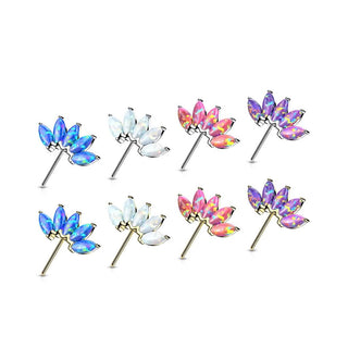 Solid Gold 14 Carat top 5 opals marquise cut Push-In