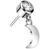 Solid Gold 14 Carat top moon dangle zirconia Push-In