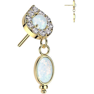 Oro 14 kt Superiore lacrima opale pendente Push-In