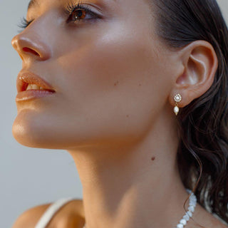 Oro 14 kt Superiore lacrima opale pendente Push-In