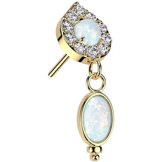 Oro 14 kt Superiore lacrima opale pendente Push-In