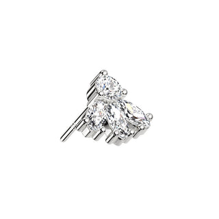 Solid Gold 14 Carat top 4 zirconias marquise cut Push-In
