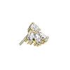 Solid Gold 14 Carat top 4 zirconias marquise cut Push-In