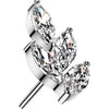 Solid Gold 14 Carat top leaf zirconia Push-In