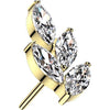Solid Gold 14 Carat top leaf zirconia Push-In