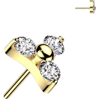 Titanium Top Top Triangle Zirconia prong setting Push-In
