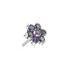 Titanium Top Top Flower Zirconia Silver Push-In