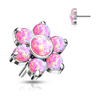Titanium Top Top Flower Opal Silver Push-In
