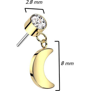 Titanium Top Moon dangle Zircona Push-In