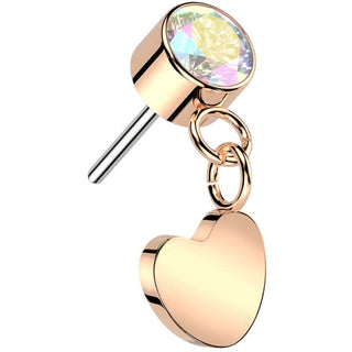 Titanium Top top heart dangle zirconia Push-In