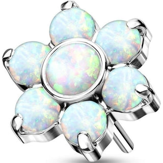Titanium Top Top Flower Opal Silver Push-In