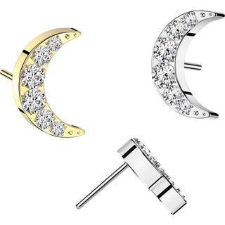 Titanium Top top crescent moon zirconia Push-In