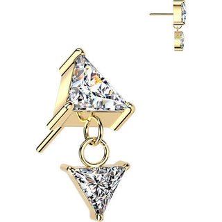Titanium Top top prong set triangle cubic zirconia with dangle Push-In