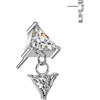 Titanium Top top prong set triangle cubic zirconia with dangle Push-In