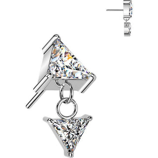 Titanium Top top prong set triangle cubic zirconia with dangle Push-In