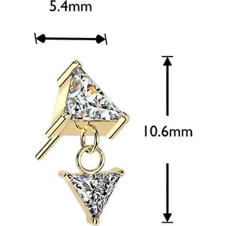 Titanium Top top prong set triangle cubic zirconia with dangle Push-In
