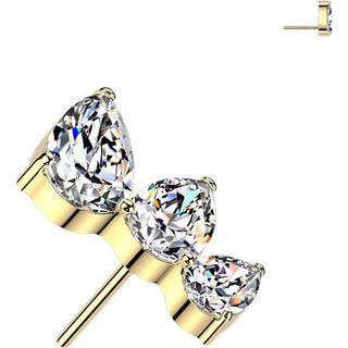 Titanium Top top three pear cubic zirconia fan Push-In