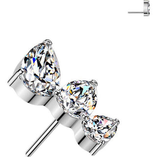 Titanium Top top three pear cubic zirconia fan Push-In